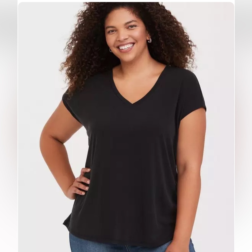 Black V-Neck Women's Blouse